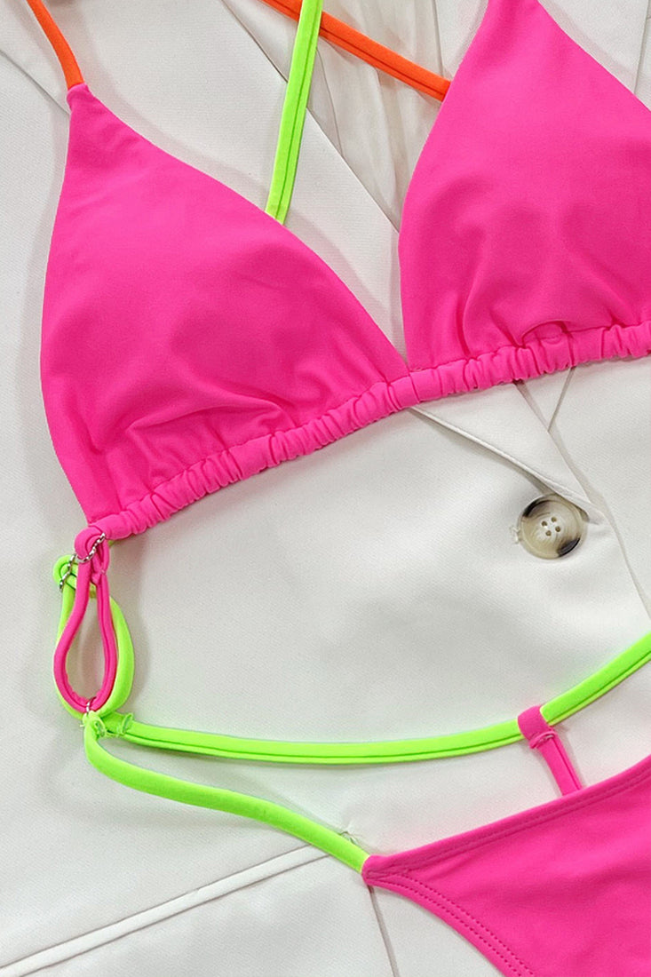 Neon Pink Slingshot G-String Thong Monokini Swimwear Areous