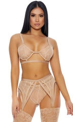 Nude Come See Me Mesh Lingerie Set Areous