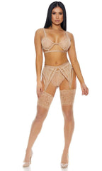 Nude Come See Me Mesh Lingerie Set Areous