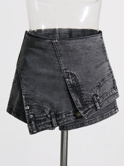 Denim stitching irregular washed old skirt