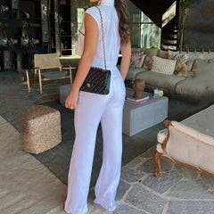 Casual suit of shirt with pockets and pants.