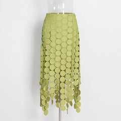 French retro hollow fringed irregular skirt