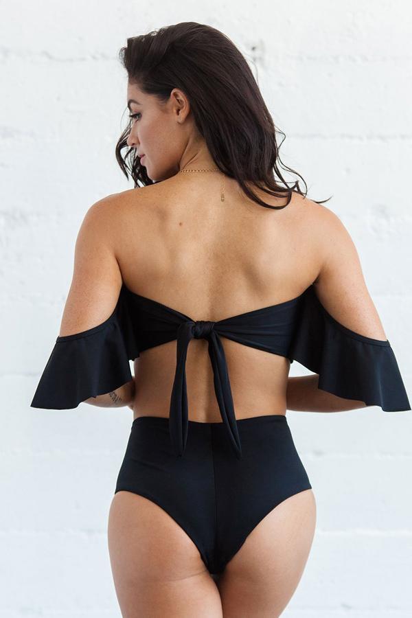 Off The Shoulder Hollow Out Bikini Set Areous