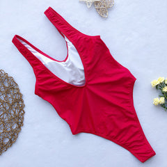 One-Piece Cut Out Chains Swimsuit Areous