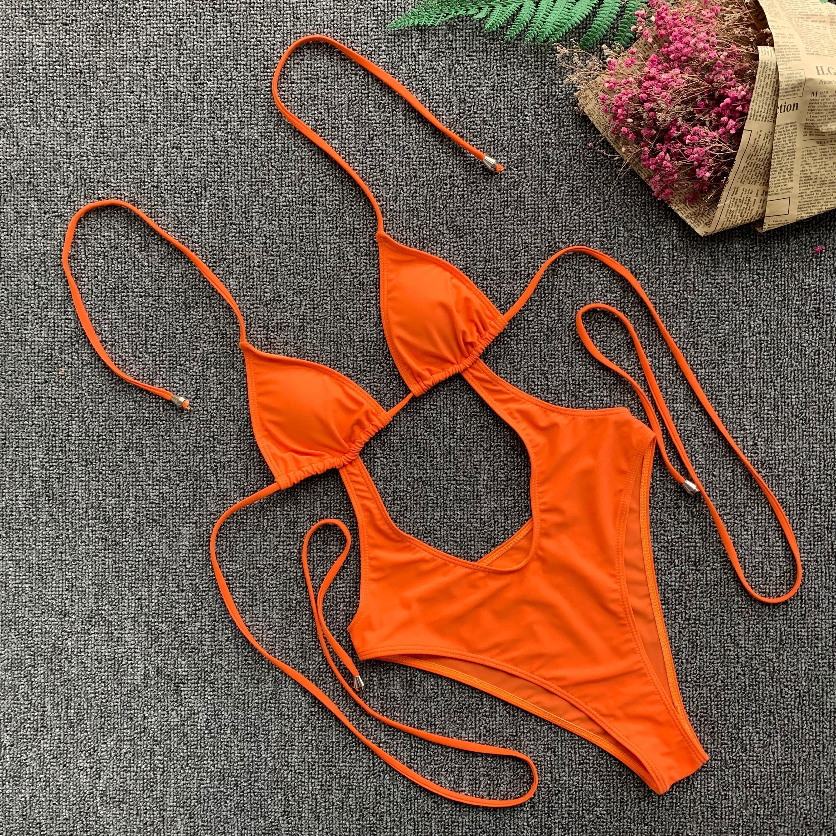 One-Piece Cut Out Halter Swimwear Areous