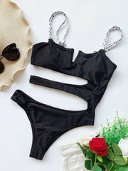 One Piece Cut Out Strap Swimwear Areous