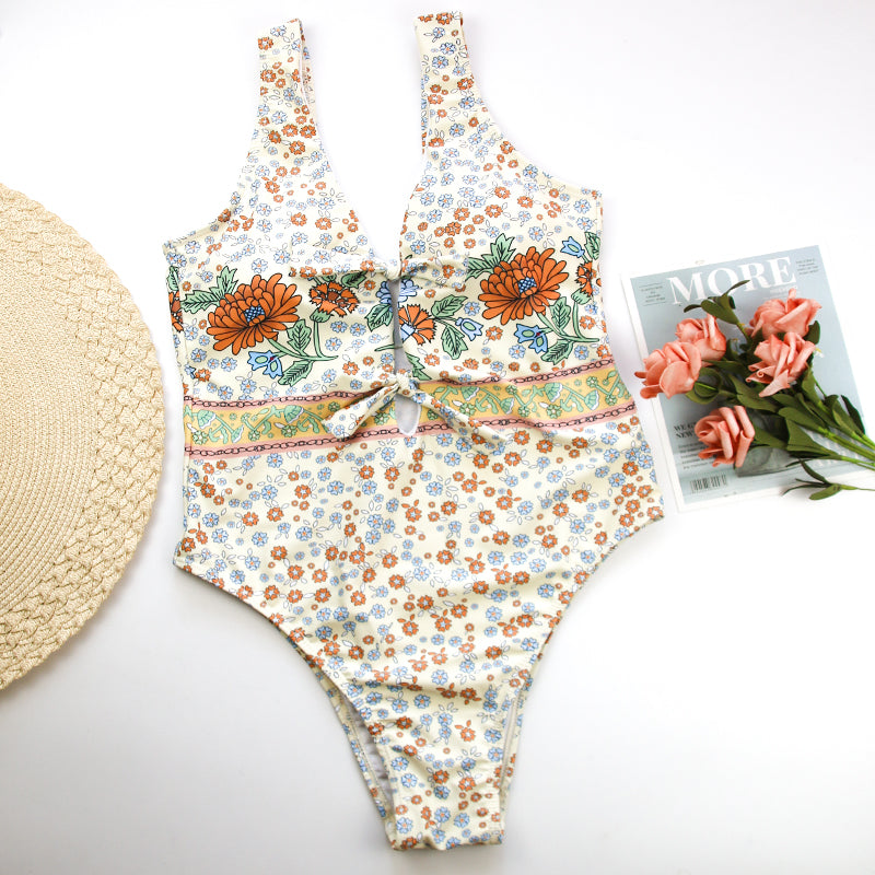 One-Piece Little Flower Retro Swimwear Areous