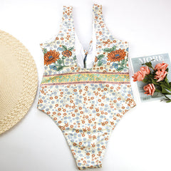 One-Piece Little Flower Retro Swimwear Areous