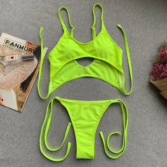 One-Piece Neon Green Swimwear Areous