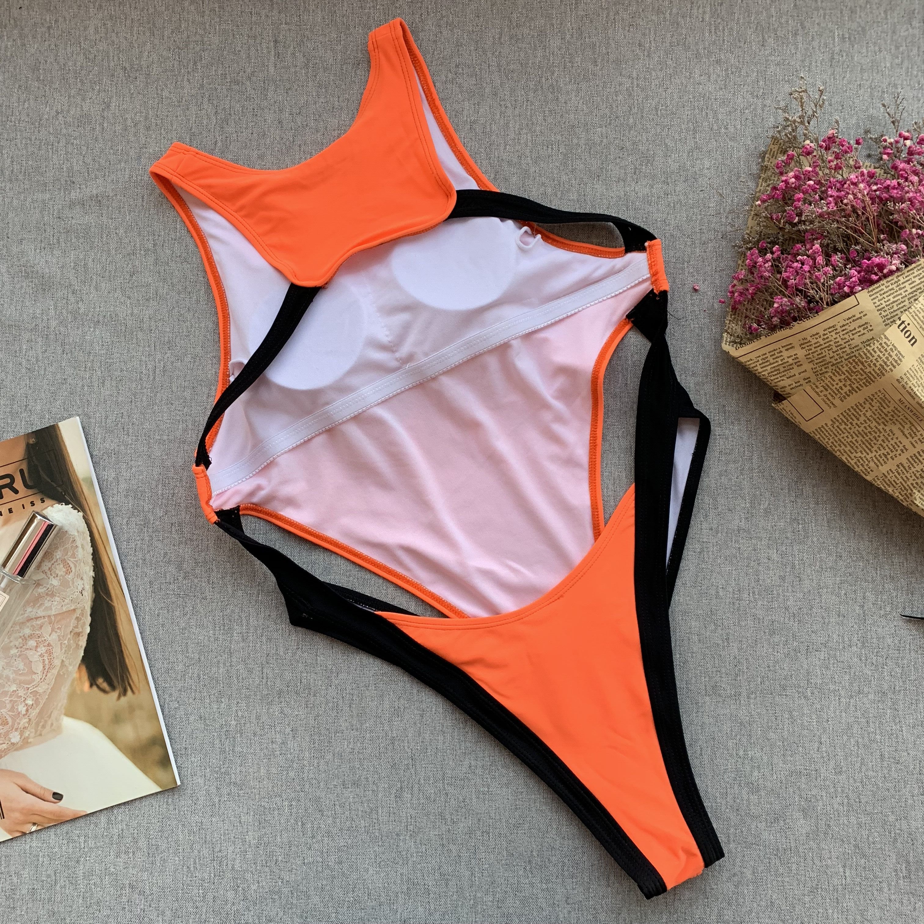 One-Piece Orange Swimwear Areous