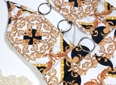 One Piece Retro Print O-Ring Swimwear Areous