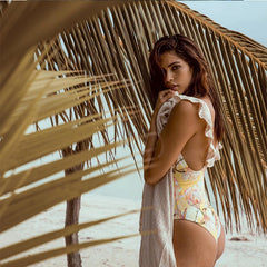 One-Piece Ruffles Floral Swimwear Areous