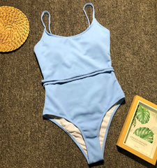 One-Piece Straps Simple Swimwear Areous