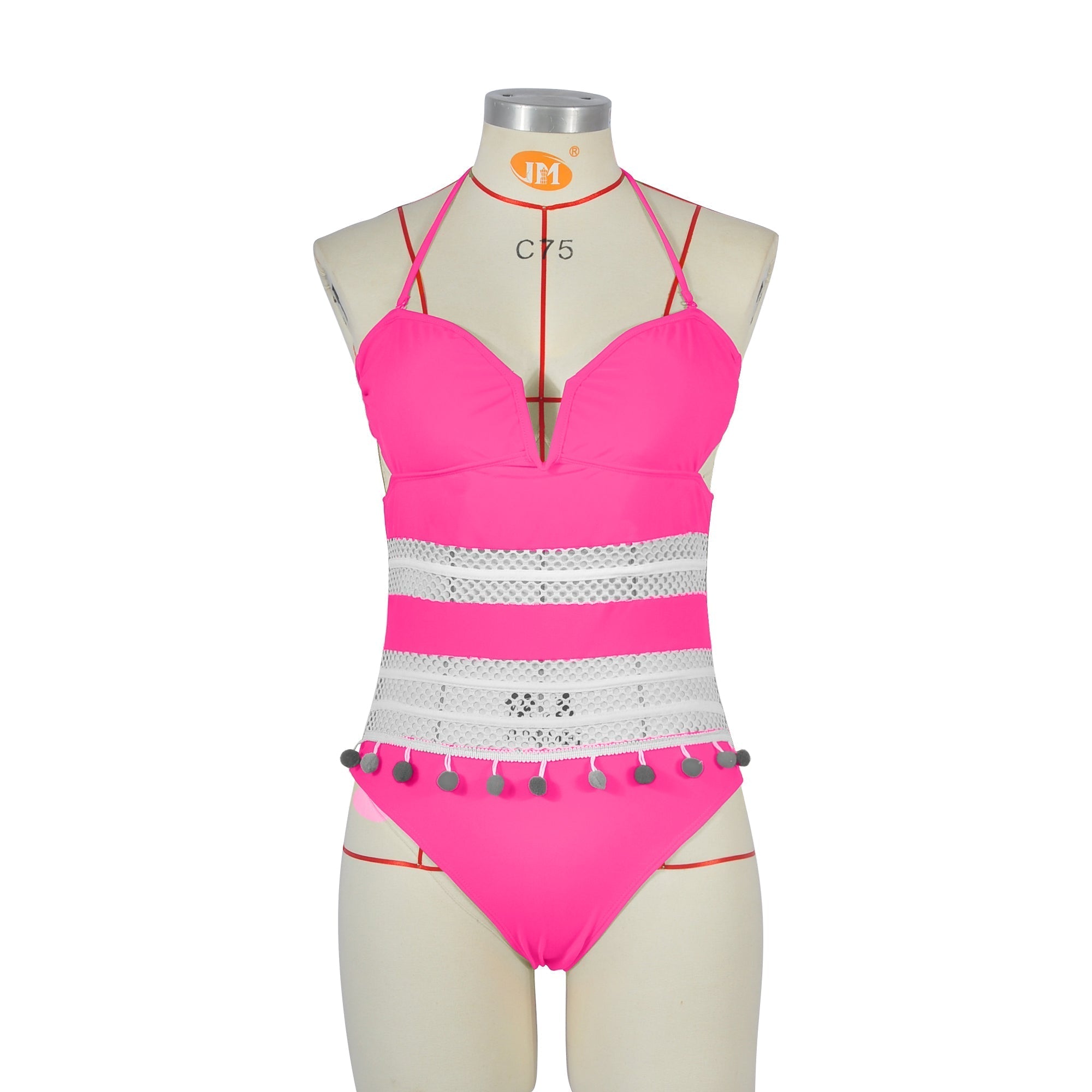 One-Piece Tassels Halter Swimwear Areous