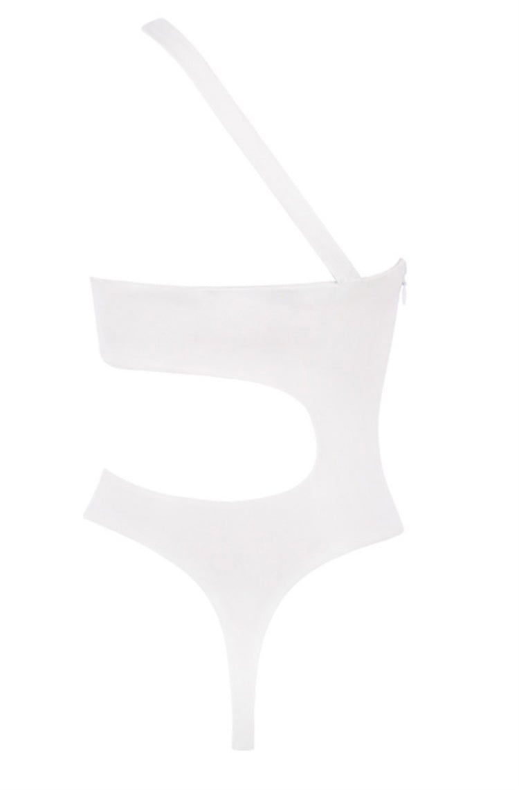 One Piece White Cut Out One Shoulder Swiwmear Areous