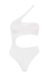 One Piece White Cut Out One Shoulder Swiwmear Areous