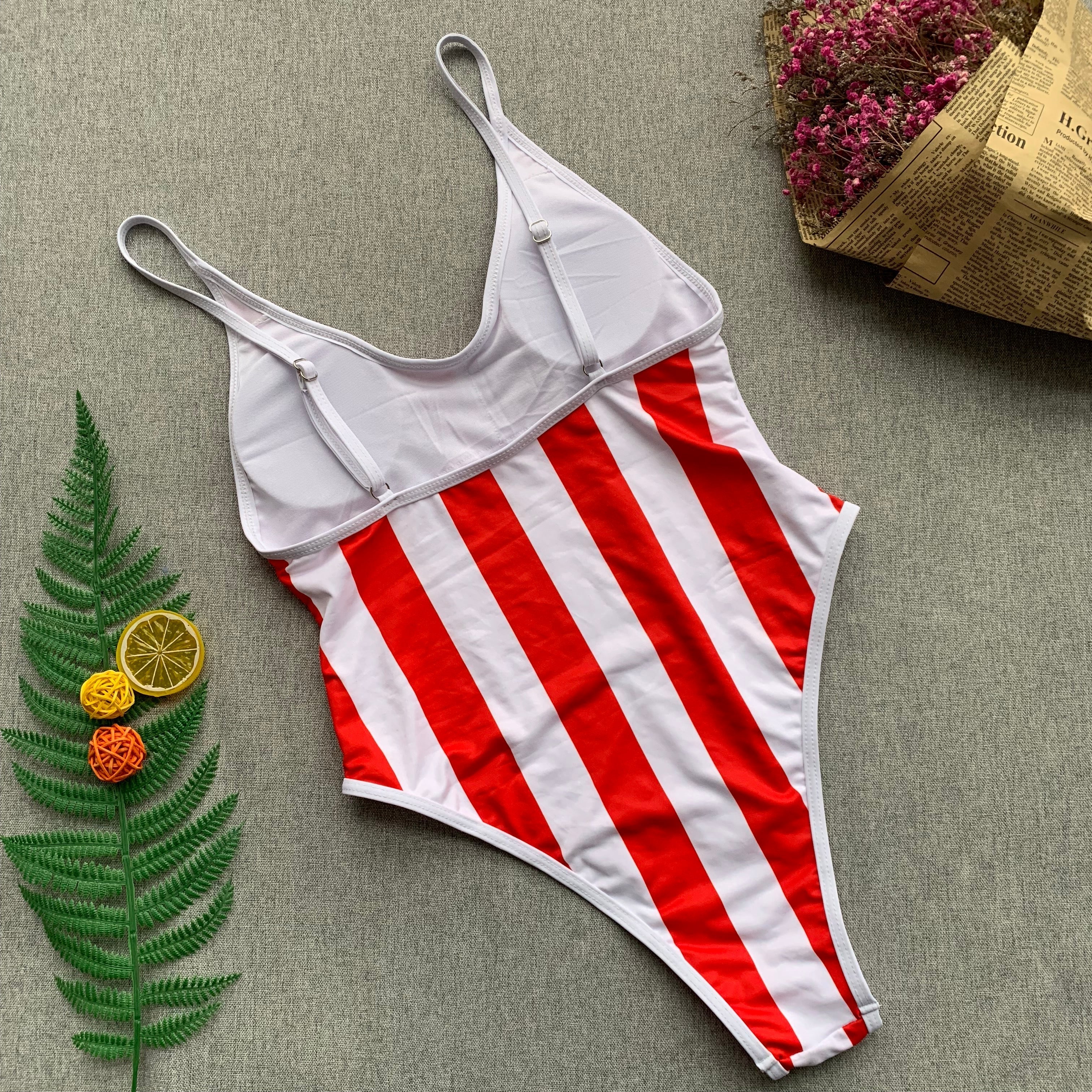 One-Piece Wide Stripes Swimwear Areous