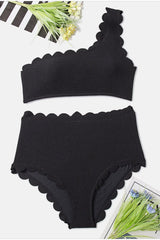 One Shoulder Wave Edge Bikini Set Areous
