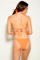 Orange Braided Strap Two Piece Swimsuit Areous