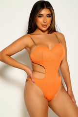Orange Gold Chain Straps 1pc Monokini Areous