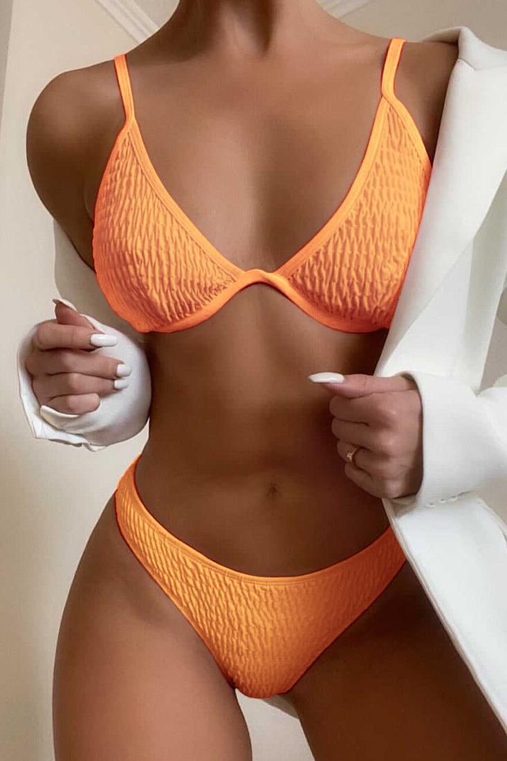 Orange U Underwire Cheeky Two Piece Swimsuit Areous