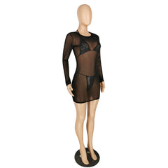 Party Sequins Three Piece Bra Set Areous