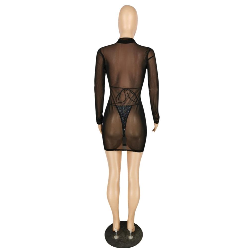 Party Sequins Three Piece Bra Set Areous