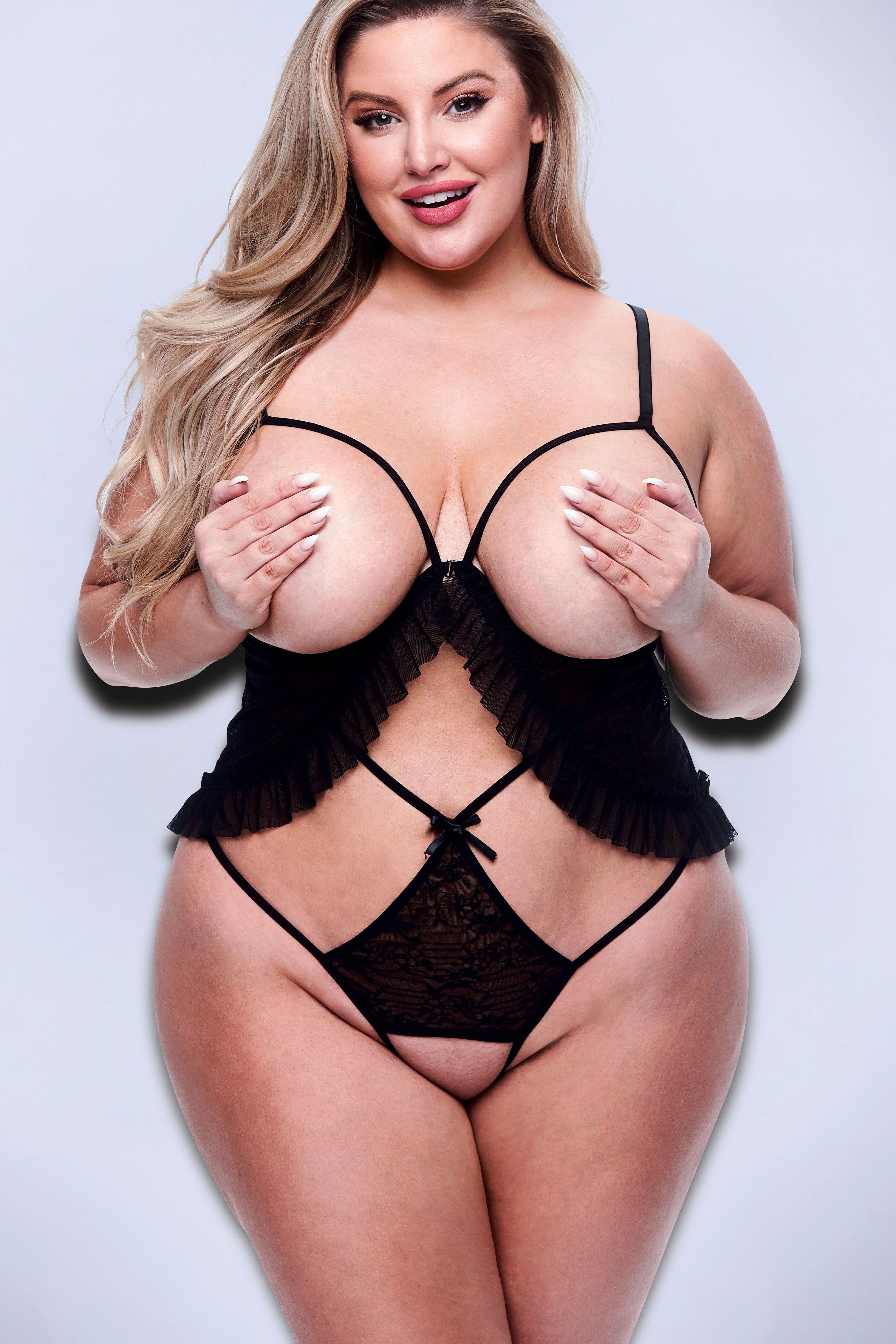 Peek-A-Boo Criss-Cross Teddy | Plus Size Areous