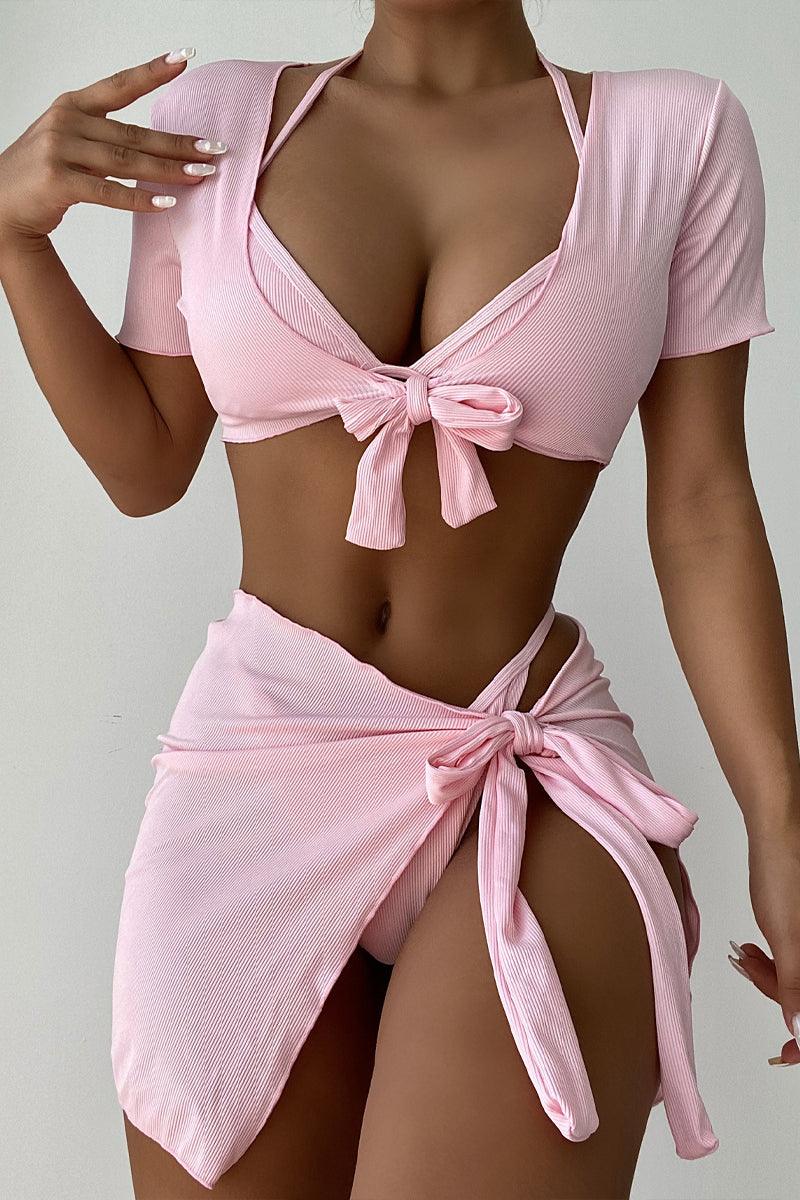 Pink Cheeky 4 Piece Swimsuit Set Areous