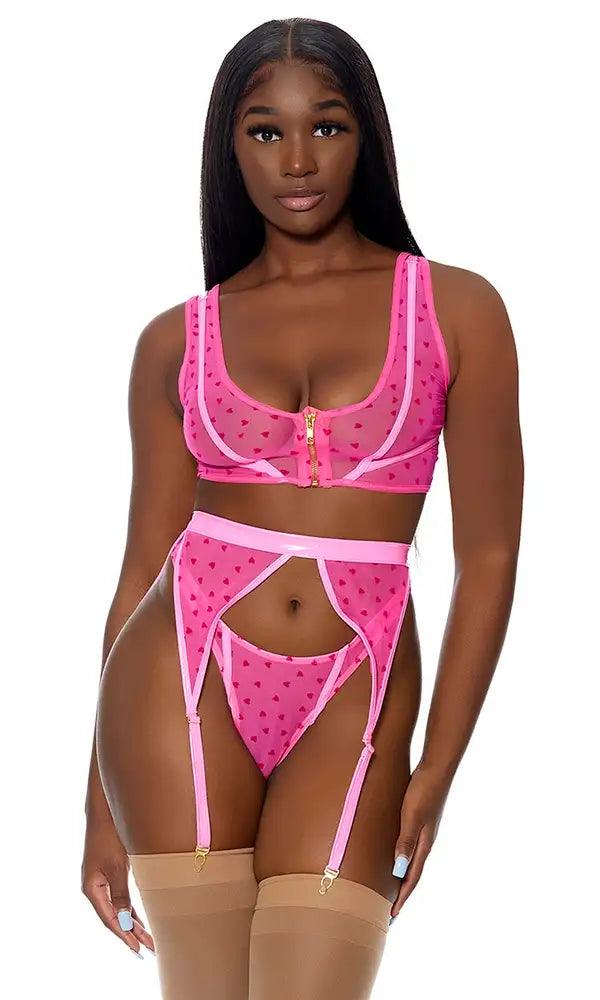 Pink Heart To Catch Lingerie Set Areous