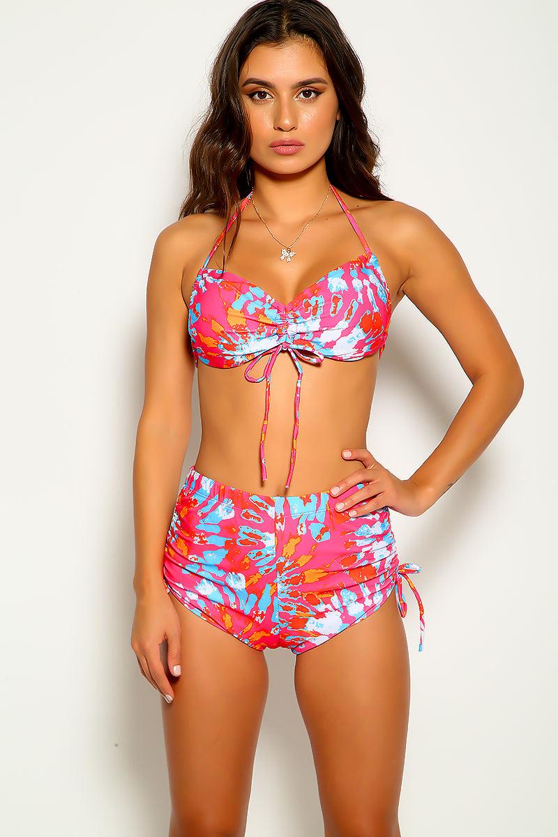 Pink Multi Printed Two Piece Swimsuit Areous