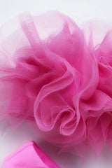 Pink Ruffle Mesh Bandeau & High Waisted Bottom 2 Pc Swimsuit Areous