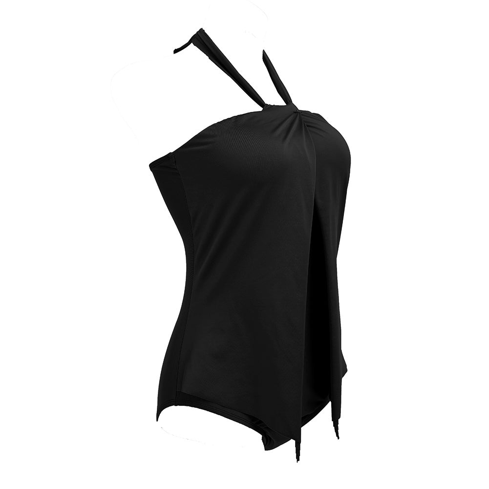 Plain Color Halter One Piece Swimsuit 24784-1 Areous