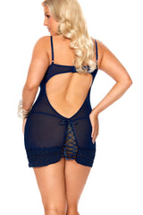 Plus Size Crochet Lace Babydoll With Underwire Demi Cups Areous
