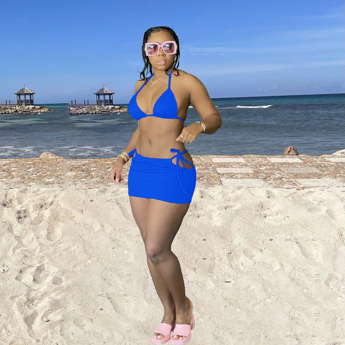 Plus Size Swimsuits Bra Top Mini Skirt Beach Sets DYF-1072 Areous