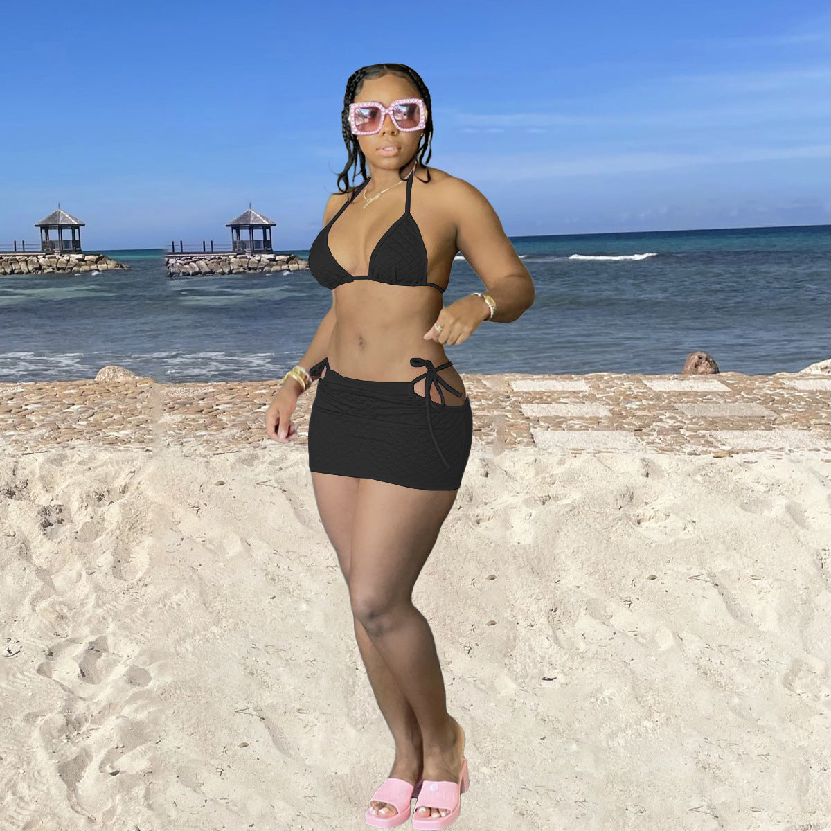 Plus Size Swimsuits Bra Top Mini Skirt Beach Sets DYF-1072 Areous