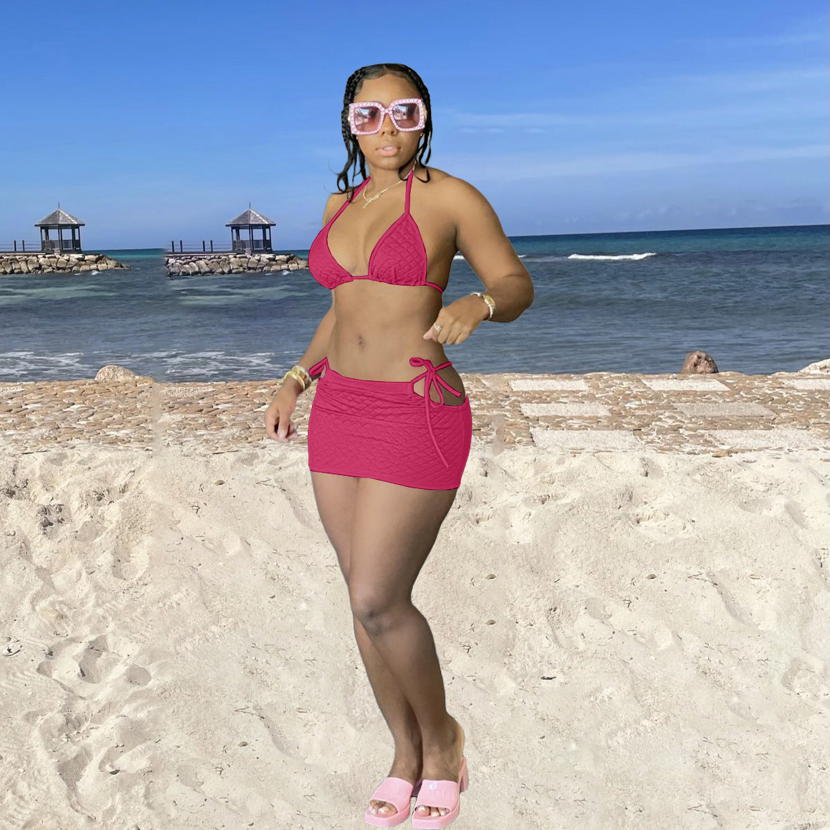 Plus Size Swimsuits Bra Top Mini Skirt Beach Sets DYF-1072 Areous