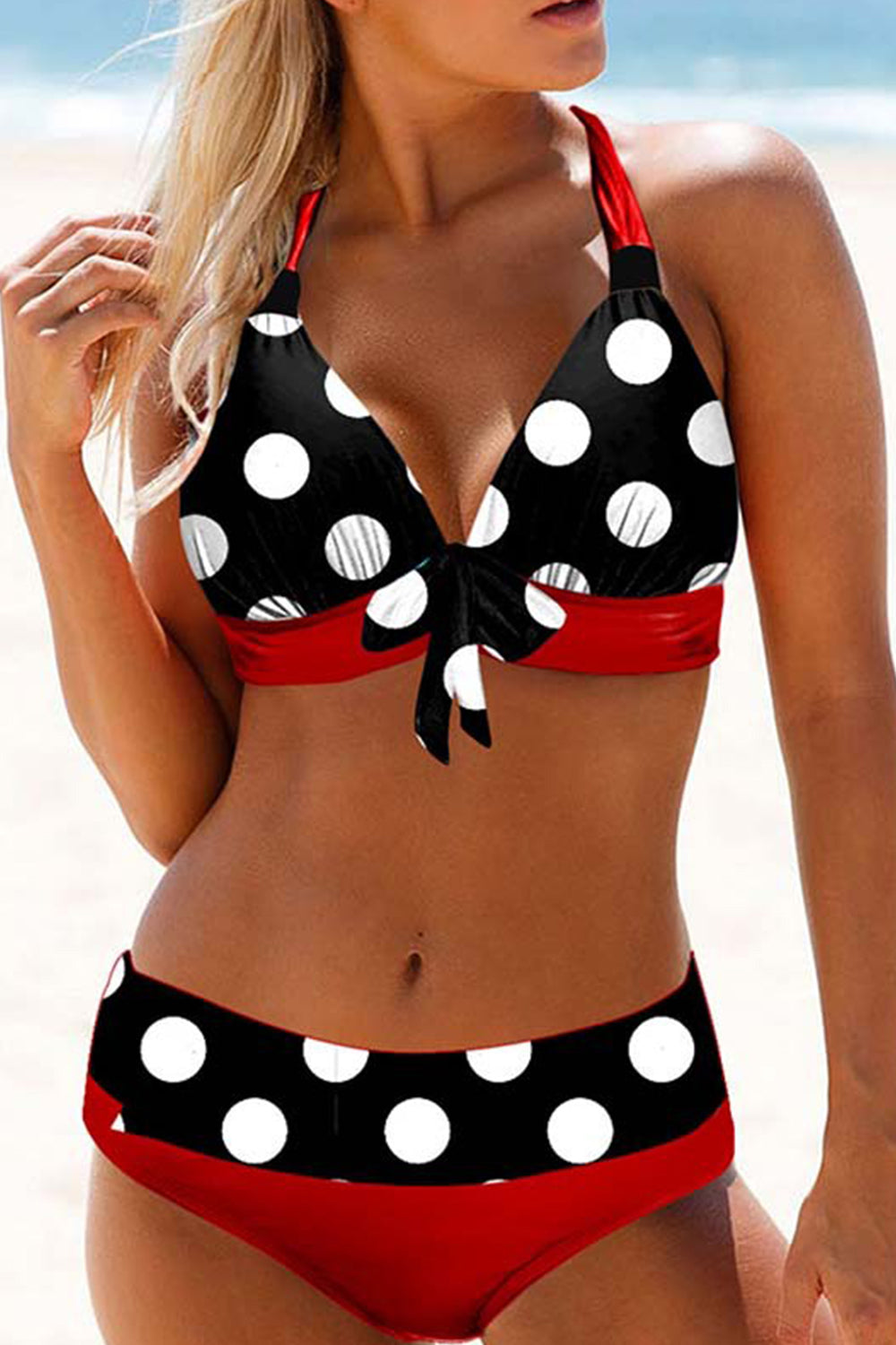 Polka Dot Halter Bikini Areous