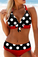 Polka Dot Halter Bikini Areous
