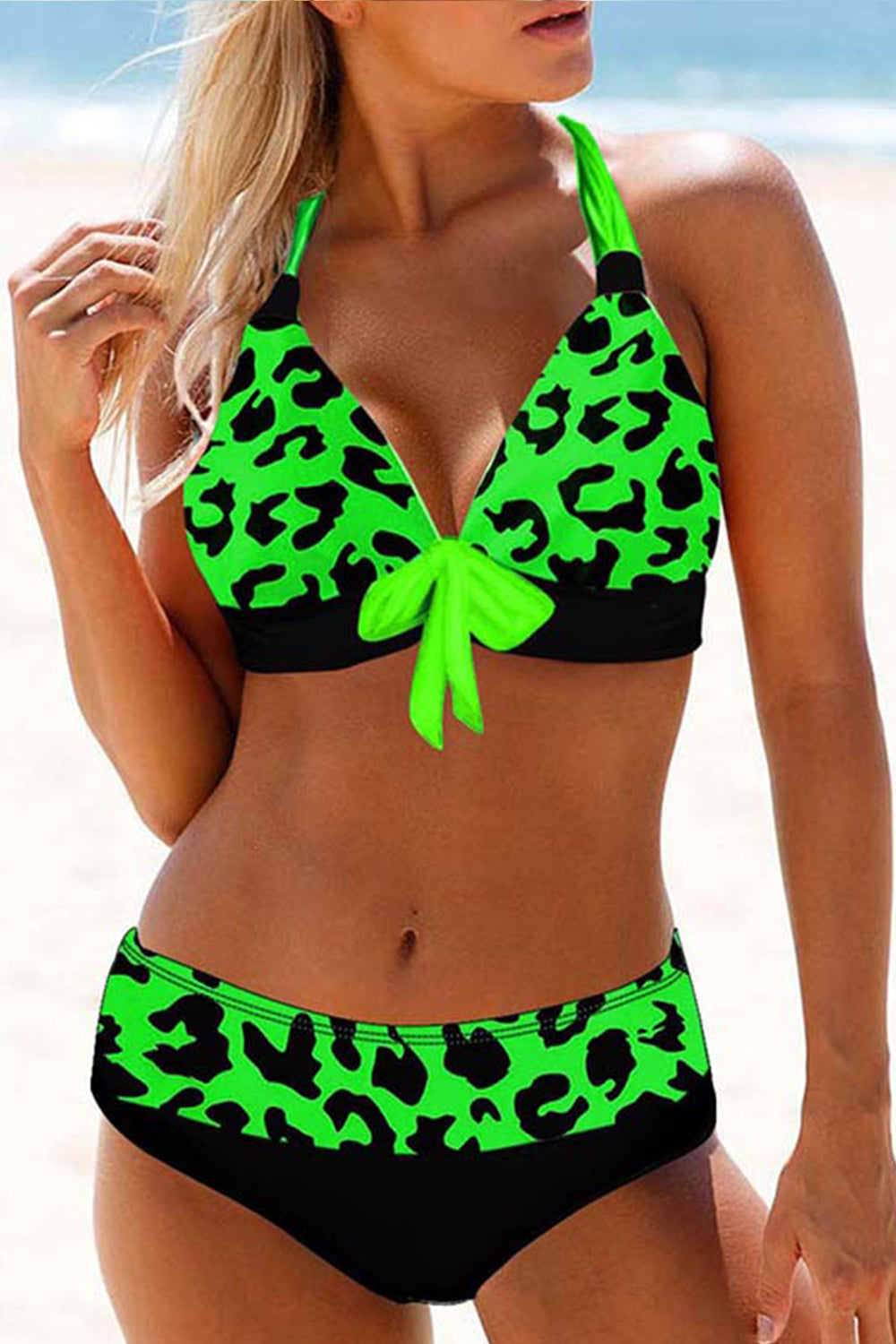 Polka Dot Halter Bikini Areous