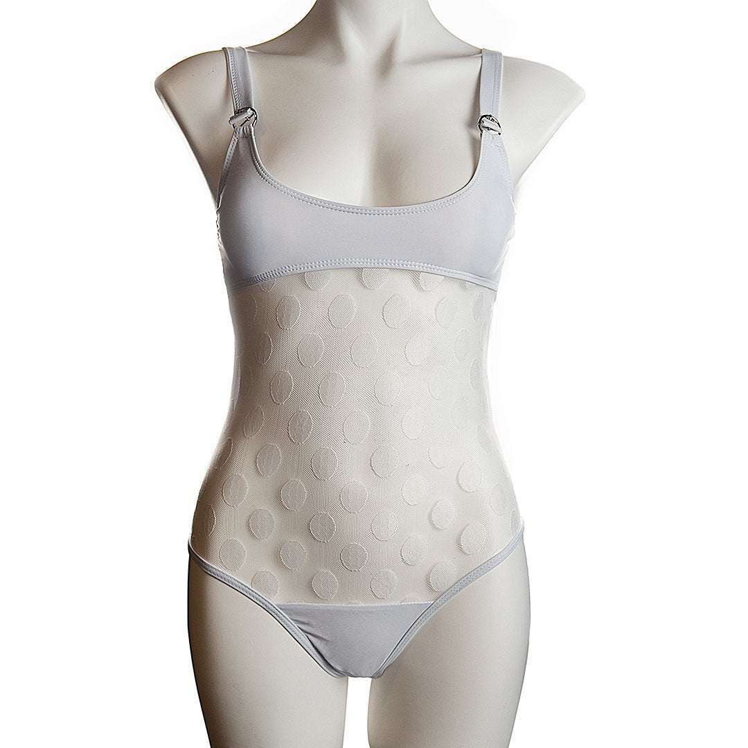 Polka Dot Mesh One-piece Swimsuit Areous