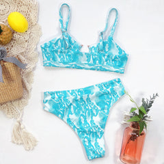 Print O-Ring Two Piece Swimwear Areous