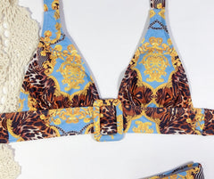 Print Retro Deep-V Swimwear Areous