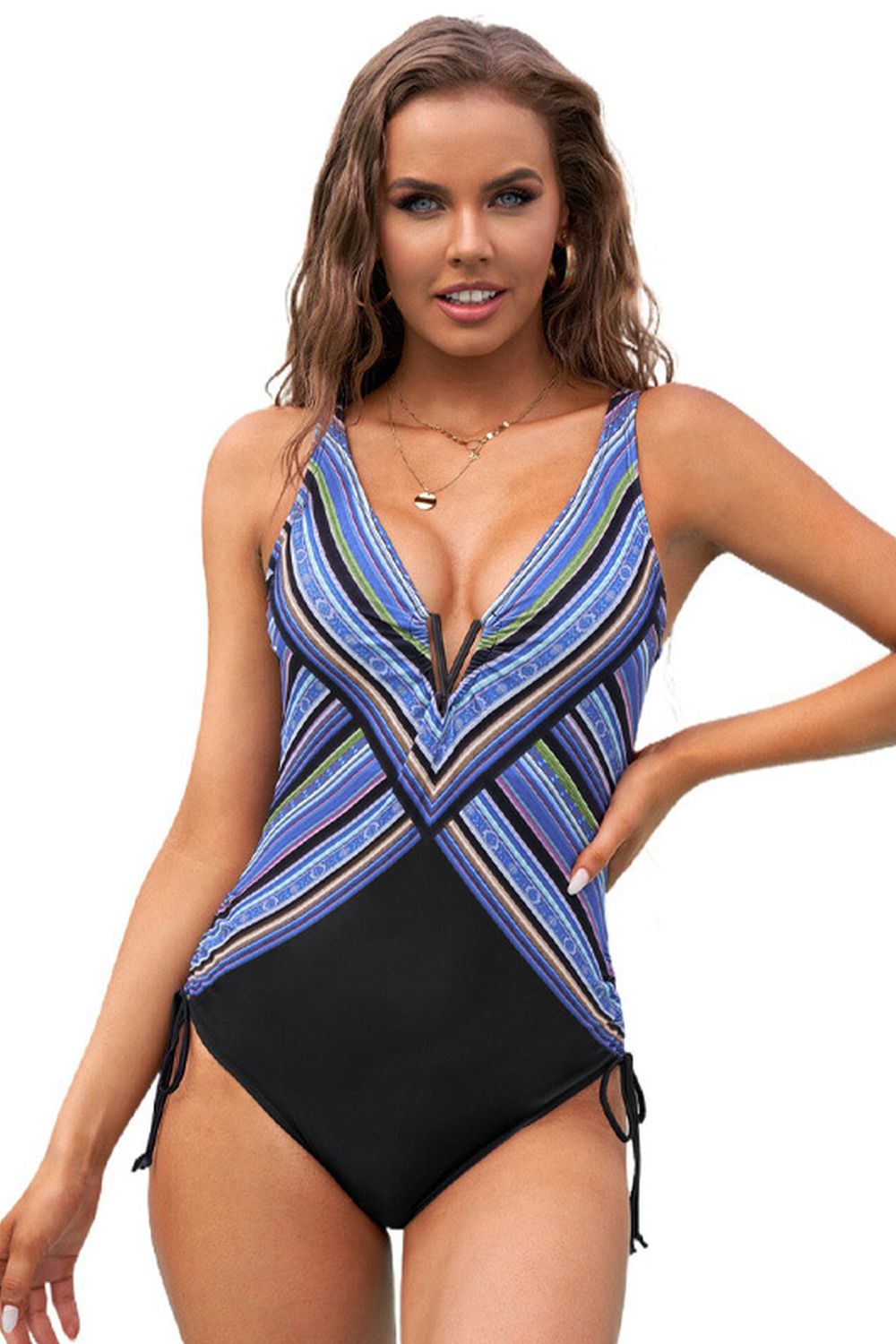 Print Slim One-Piece Swimsuit Areous