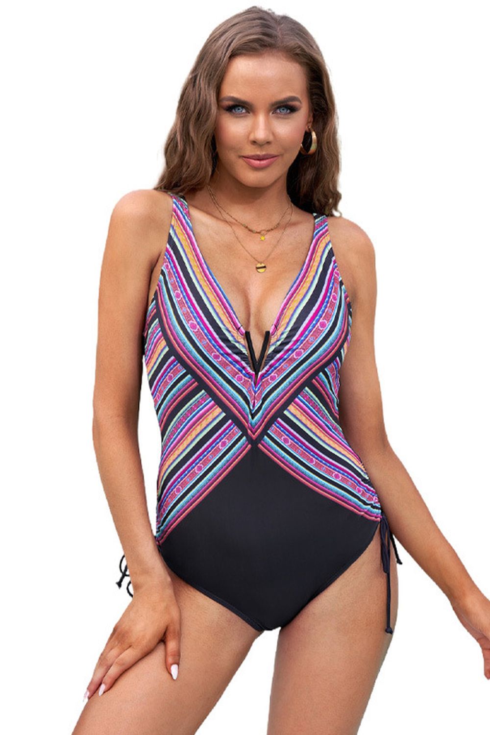 Print Slim One-Piece Swimsuit Areous