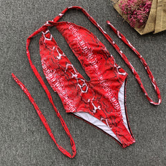 Print Snake Skin High Cut Swimsuit Areous