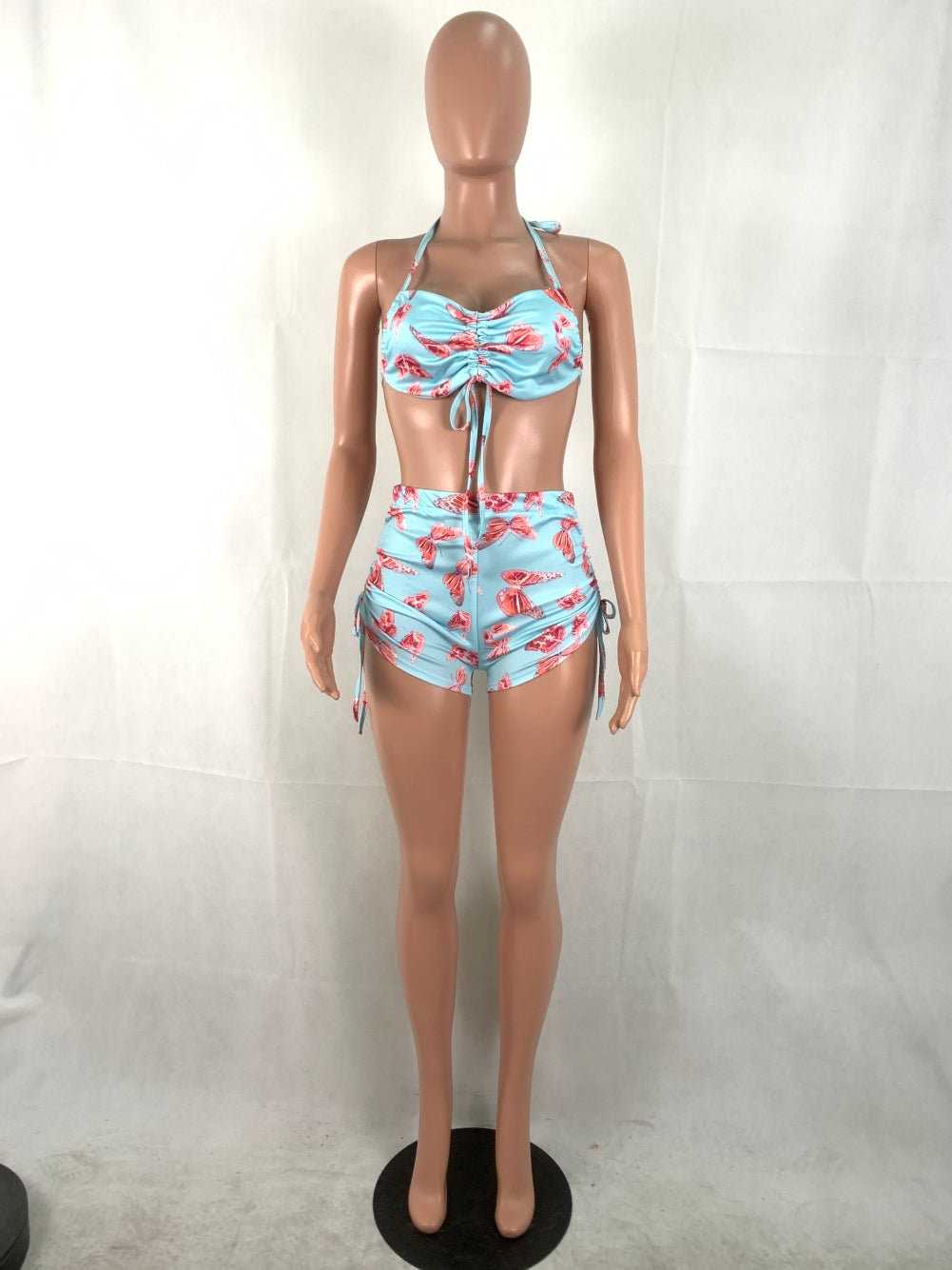 Print Strings Bikini Bra and Shorts Set Areous