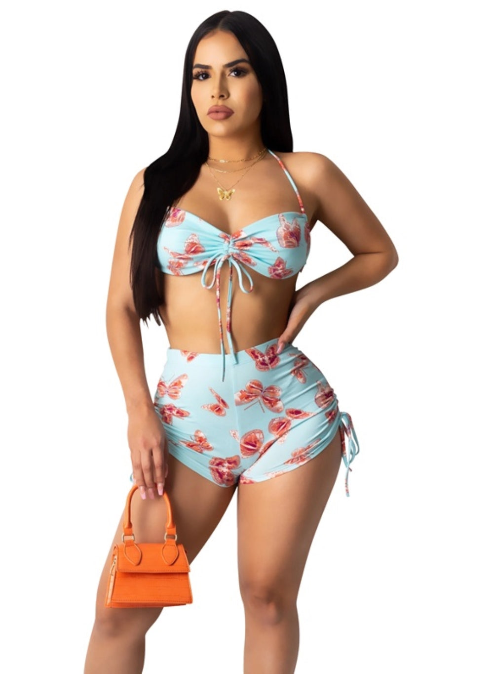 Print Strings Bikini Bra and Shorts Set Areous