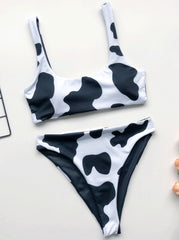 Print Two Piece Simple Swimwear Areous