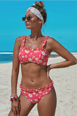 Printed Flounce Ruffle Bikini Set Areous